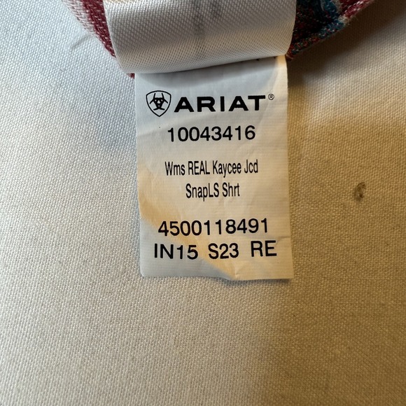Ariat‎ REAL Kaycee Shirt Womens XL Pink Aztec Western Snap Long Sleeve Cotton - Picture 5 of 7